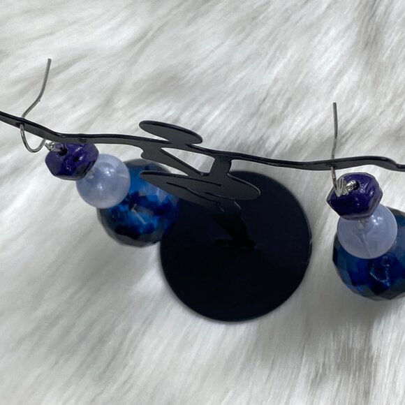 Blue Glass Bead Dangle & Drop Earrings 2.5" - Picture 6 of 6